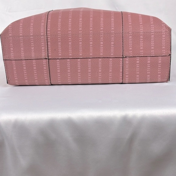 Steve Madden Large Logo Pebbled Leather Pink Tote Bag with Black Envelope Bag - Picture 7 of 14